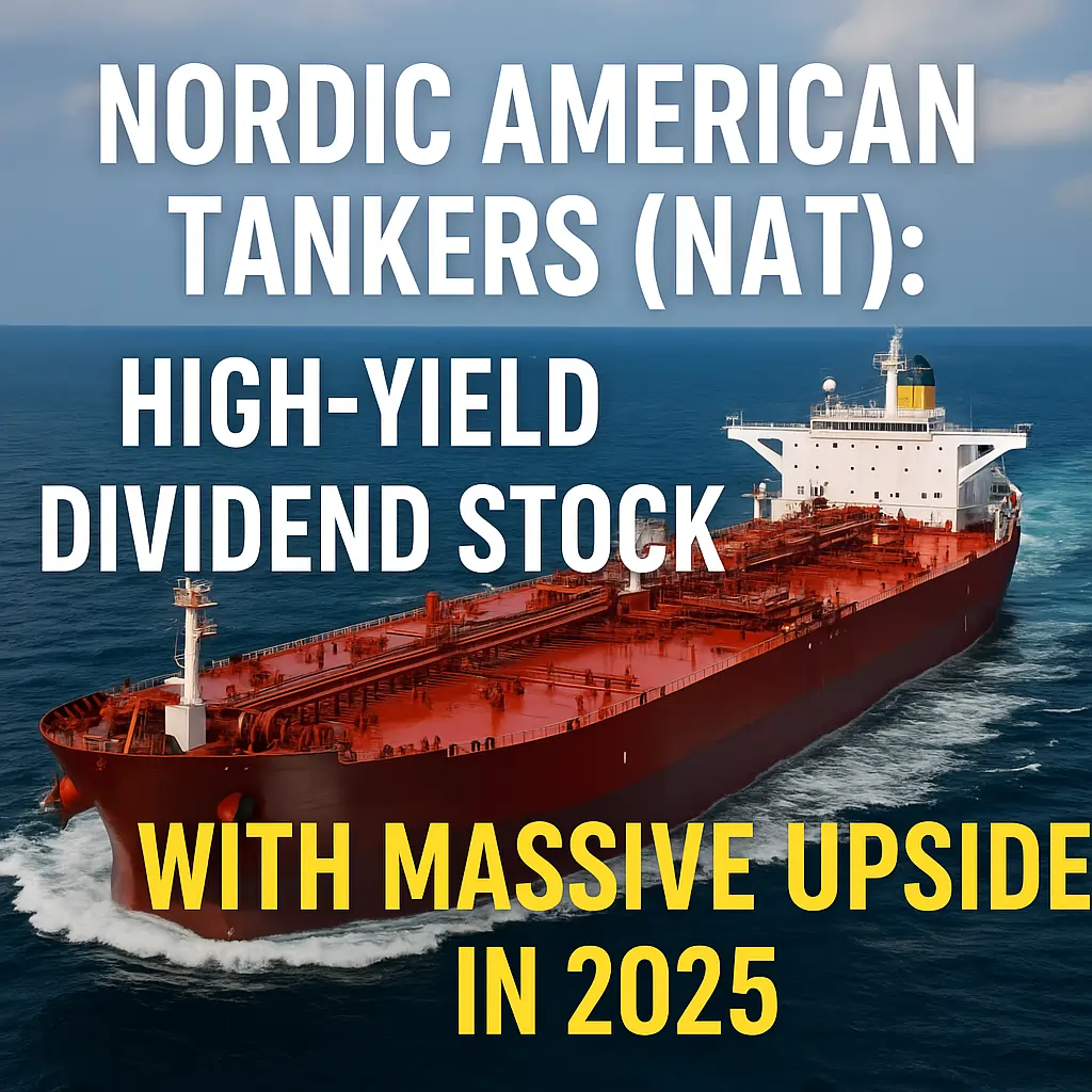 Nordic American Tankers graphic with stock chart and oil tanker