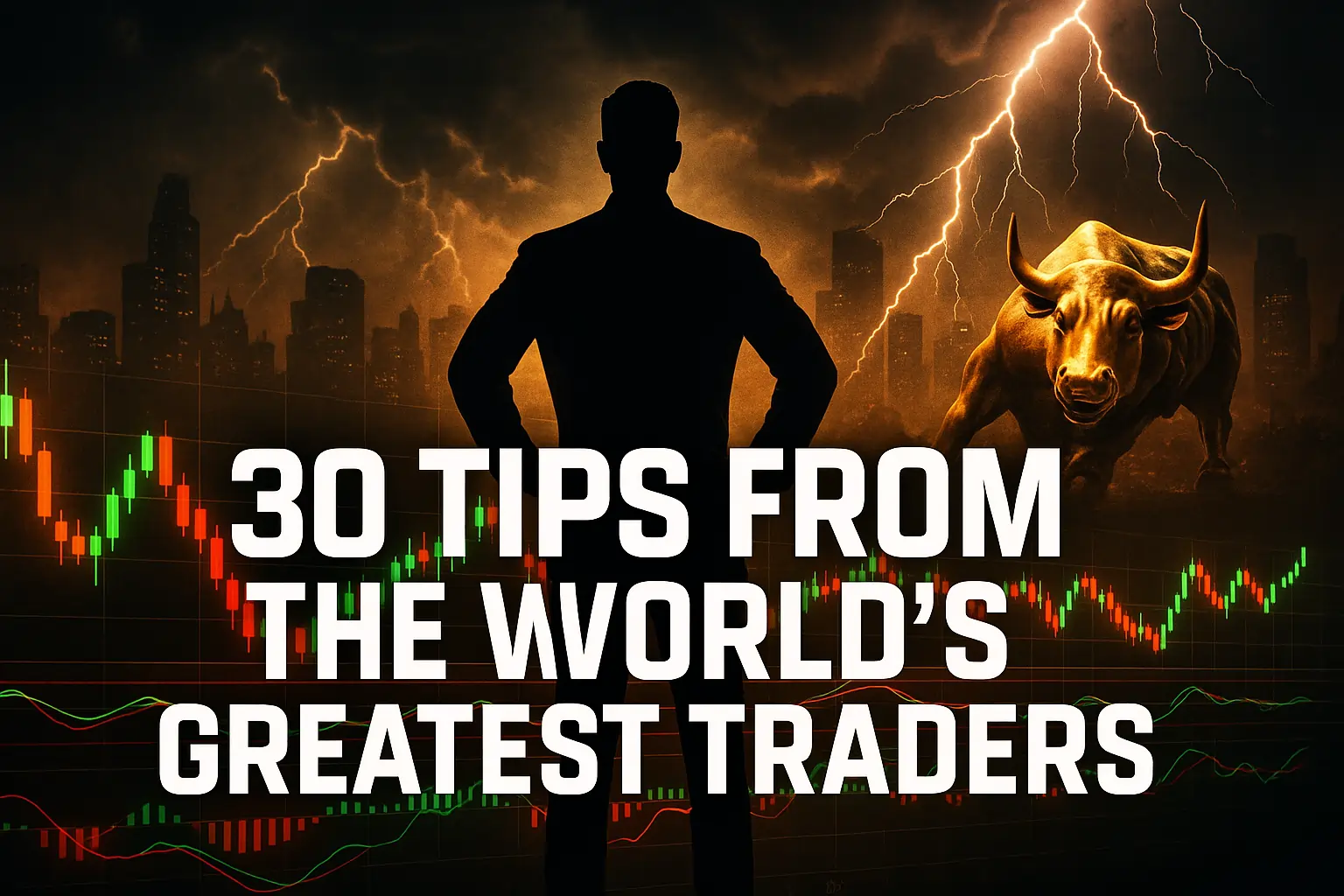 Silhouetted trader with glowing chart